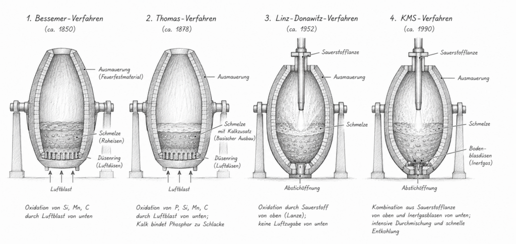 Stahl Konverter im zeitlichen Überblick